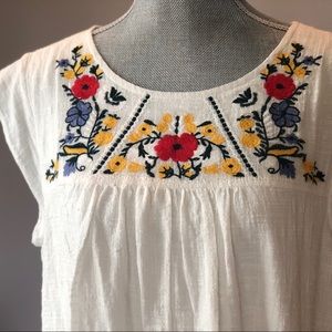 White Gauze Cotton Embroidered Dress